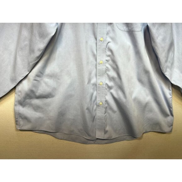 Jos. A Bank Mens Travelers Button Up Cotton Shirt Size 171/2-34 Blue Long Sleeve - Picture 6 of 13